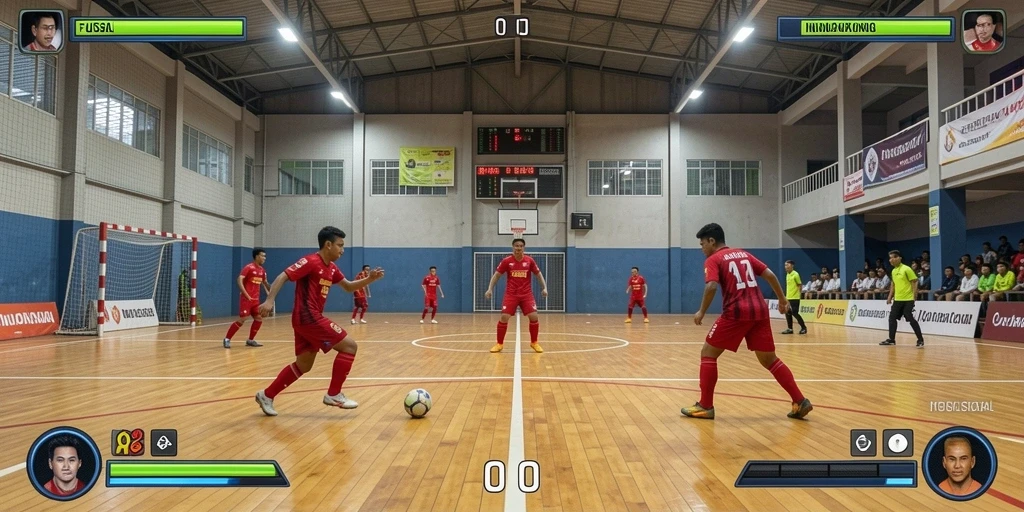 Screenshot menunjukkan karakter utama sedang bertarung melawan monster.
